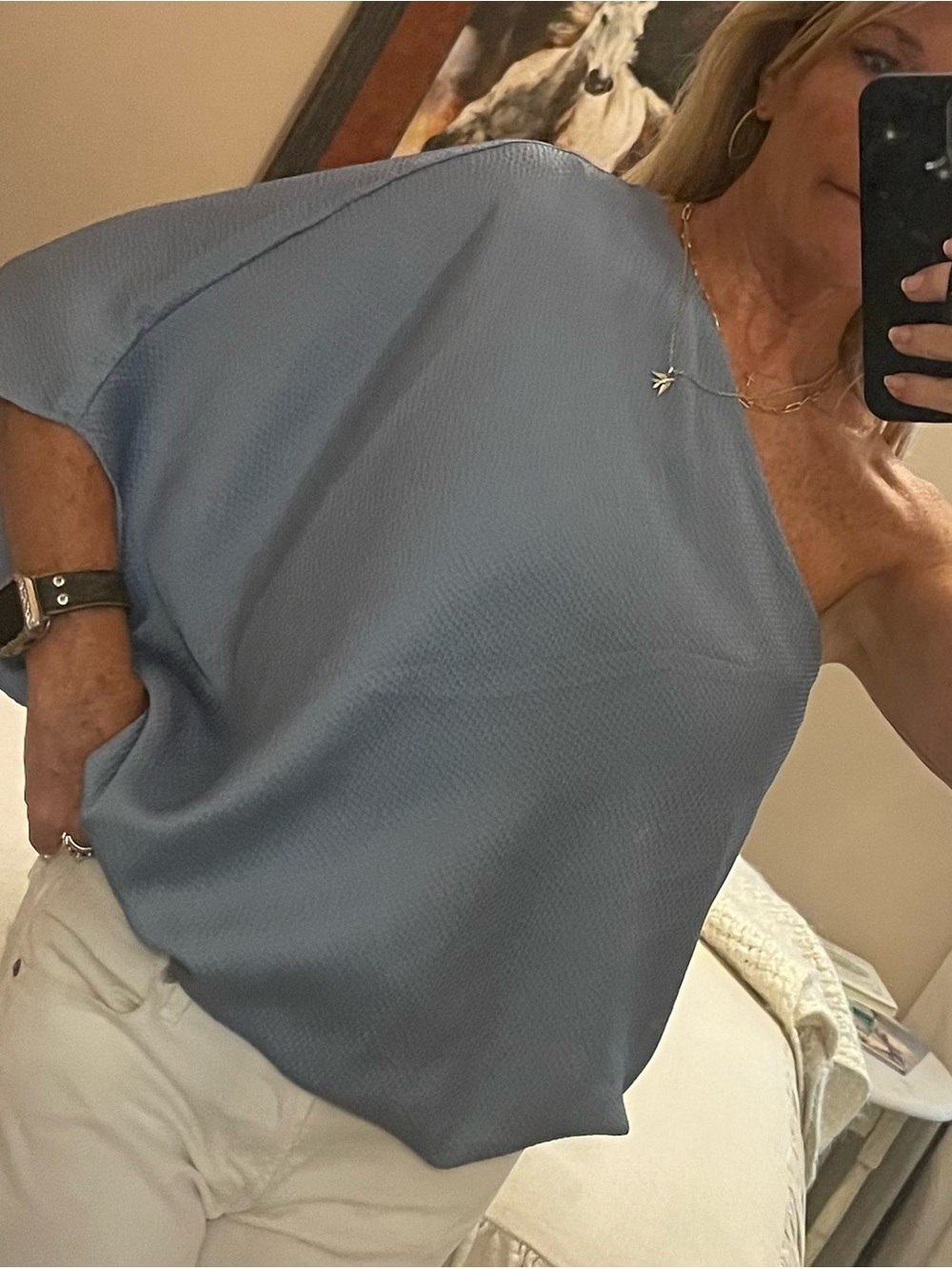 Tyche One-Shoulder Slate Blue Camisole
